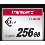 Transcend CFX650 256 GB CFast 2.0 MLC, Tarjeta de memoria 256 GB, CFast 2.0, MLC, 510 MB/s, 370 MB/s, Negro