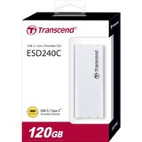 Transcend ESD240C 120 GB Plata, Unidad de estado sólido plateado, 120 GB, M.2, USB Tipo C, 3.2 Gen 2 (3.1 Gen 2), 520 MB/s, Plata