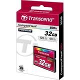 Transcend TS32GCF800 memoria flash 32 GB CompactFlash MLC, Tarjeta de memoria 32 GB, CompactFlash, MLC, 120 MB/s, 60 MB/s, Negro