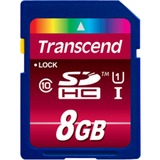 Transcend TS8GSDHC10U1 memoria flash 8 GB SDHC MLC Clase 10, Tarjeta de memoria azul, 8 GB, SDHC, Clase 10, MLC, 90 MB/s, Class 1 (U1)