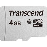 Transcend microSDHC 300S 4GB NAND Clase 10, Tarjeta de memoria plateado, 4 GB, MicroSDHC, Clase 10, NAND, 20 MB/s, 10 MB/s