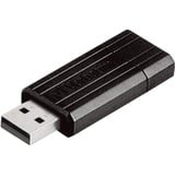 Verbatim PinStripe - Unidad USB de 16 GB - Negro, Lápiz USB negro, 16 GB, USB tipo A, 2.0, 8 MB/s, Deslizar, Negro