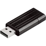 Verbatim PinStripe - Unidad USB de 32 GB - Negro, Lápiz USB negro, 32 GB, USB tipo A, 2.0, 10 MB/s, Deslizar, Negro