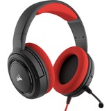 Corsair HS35 Auriculares Diadema Conector de 3,5 mm Negro, Rojo, Auriculares para gaming negro/Rojo, Auriculares, Diadema, Juego, Negro, Rojo, Binaural, Alámbrico