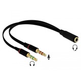 DeLOCK 65967 cable de audio 0,2 m 3,5mm 2 x 3.5mm Negro, Adaptador negro, 3,5mm, Hembra, 2 x 3.5mm, Macho, 0,2 m, Negro