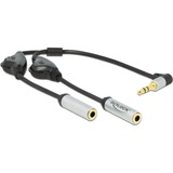 DeLOCK 66434 divisor de audio Negro, Plata, Cable Y negro/Plateado, Negro, Plata, 2x 3.5 mm, 3,5 mm, Hembra, Macho, Oro