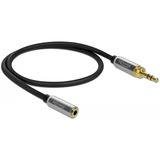 DeLOCK 85779 cable de audio 0,5 m 3,5mm Negro, Gris, Cable alargador negro, 3,5mm, Macho, 3,5mm, Hembra, 0,5 m, Negro, Gris