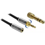 DeLOCK 85779 cable de audio 0,5 m 3,5mm Negro, Gris, Cable alargador negro, 3,5mm, Macho, 3,5mm, Hembra, 0,5 m, Negro, Gris