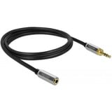 DeLOCK 85780 cable de audio 1 m 3,5mm Negro, Gris, Cable alargador negro, 3,5mm, Macho, 3,5mm, Hembra, 1 m, Negro, Gris