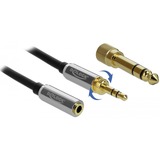 DeLOCK 85780 cable de audio 1 m 3,5mm Negro, Gris, Cable alargador negro, 3,5mm, Macho, 3,5mm, Hembra, 1 m, Negro, Gris