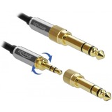 DeLOCK 85780 cable de audio 1 m 3,5mm Negro, Gris, Cable alargador negro, 3,5mm, Macho, 3,5mm, Hembra, 1 m, Negro, Gris