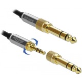 DeLOCK 85780 cable de audio 1 m 3,5mm Negro, Gris, Cable alargador negro, 3,5mm, Macho, 3,5mm, Hembra, 1 m, Negro, Gris