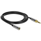 DeLOCK 85781 cable de audio 2 m 3,5mm Negro, Gris, Cable alargador negro, 3,5mm, Macho, 3,5mm, Hembra, 2 m, Negro, Gris