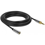 DeLOCK 85783 cable de audio 5 m 3,5mm Negro, Gris, Cable alargador negro, 3,5mm, Macho, 3,5mm, Hembra, 5 m, Negro, Gris