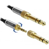 DeLOCK 85783 cable de audio 5 m 3,5mm Negro, Gris, Cable alargador negro, 3,5mm, Macho, 3,5mm, Hembra, 5 m, Negro, Gris