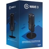 Elgato Wave 3 Negro Micrófono de superficie para mesa negro, Micrófono de superficie para mesa, 70 - 20000 Hz, 24 bit, 96 kHz, Alámbrico, USB