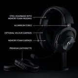 Logitech Pro X Auriculares Diadema Negro, Auriculares para gaming negro, Auriculares, Diadema, Juego, Negro, Binaural, Giratorio