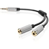 Sharkoon 0.12m, 3.5mm/2x3.5mm cable de audio 0,12 m 3,5mm Negro, Plata 3.5mm/2x3.5mm, 3,5mm, Macho, 2 x 3.5mm, Hembra, 0,12 m, Negro, Plata