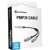 Sharkoon 0.12m, 3.5mm/2x3.5mm cable de audio 0,12 m 3,5mm Negro, Plata 3.5mm/2x3.5mm, 3,5mm, Macho, 2 x 3.5mm, Hembra, 0,12 m, Negro, Plata