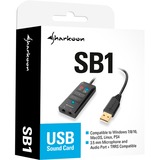 Sharkoon SB1 USB Tarjetas de audio, Tarjeta de sonido 16 bit, 86 dB, USB