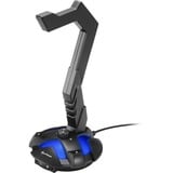 Sharkoon X-Rest 7.1, Soporte negro, Auriculares, Auriculares, Soporte activo para teléfono móvil, Interior, Negro