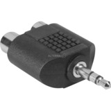 goobay 11604 cambiador de género para cable 3.5 mm 2x RCA Negro, Adaptador negro, 3.5 mm, 2x RCA, Negro, A granel