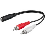 goobay 50092 cable de audio 0,2 m 3,5mm 2 x RCA Negro, Rojo, Blanco, Adaptador negro, 3,5mm, Hembra, 2 x RCA, Macho, 0,2 m, Negro, Rojo, Blanco