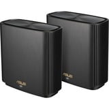 ASUS ZenWiFi AX XT8 (B-2-PK) router inalámbrico Gigabit Ethernet Tribanda (2,4 GHz/5 GHz/5 GHz) Negro, Router WIRELESS LTE negro, Wi-Fi 6 (802.11ax), Tribanda (2,4 GHz/5 GHz/5 GHz), Ethernet, Negro, Router de sobremesa