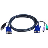 ATEN 2L5503UP cable para video, teclado y ratón (kvm) Negro 3 m 3 m, VGA, Negro, HD-15, USB A, HD-15, 2xPS/2, Macho/Hembra