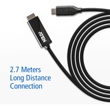 ATEN Conversor USB-C a HDMI 4K (2,7 m), Cable negro, 7 m), 2,7 m, USB Tipo C, HDMI, Macho, Macho, Derecho