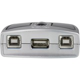 ATEN Switch de periféricos USB 2.0 de 2 puertos, Hub USB plateado/Negro, Plástico, 0 - 40 °C, -20 - 60 °C, 0 - 80%, 71,8 mm, 65,8 mm