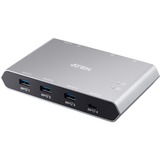 ATEN Switch de periféricos USB-C Gen2 de 2 puertos con power pass-through, Hub USB Aten Switch de periféricos USB-C Gen2 de 2 puertos con power pass-through, Plata