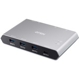 ATEN Switch de periféricos USB-C Gen2 de 2 puertos con power pass-through, Hub USB Plata