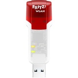 AVM FRITZ!WLAN AC 860, Adaptador Wi-Fi blanco/Rojo, FRITZ!WLAN AC 860, Inalámbrico y alámbrico, USB, WLAN, Wi-Fi 5 (802.11ac), 866 Mbit/s, Rojo, Translúcido