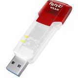 AVM FRITZ!WLAN AC 860, Adaptador Wi-Fi blanco/Rojo, FRITZ!WLAN AC 860, Inalámbrico y alámbrico, USB, WLAN, Wi-Fi 5 (802.11ac), 866 Mbit/s, Rojo, Translúcido