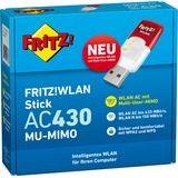 AVM FRITZ!WLAN Stick AC 430 MU-MIMO, Adaptador Wi-Fi FRITZ!WLAN Stick AC 430 MU-MIMO, Inalámbrico y alámbrico, USB, WLAN, 433 Mbit/s