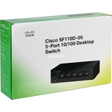 Cisco Small Business SF110D-05 No administrado L2 Fast Ethernet (10/100) Negro, Interruptor/Conmutador negro, No administrado, L2, Fast Ethernet (10/100), Bidireccional completo (Full duplex)