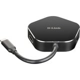 D-Link DUB-M420 base para portátil y replicador de puertos Alámbrico Thunderbolt 3 Negro, Plata, Hub USB negro/Plateado, Alámbrico, Thunderbolt 3, 60 W, Negro, Plata, 5 Gbit/s, 4096 x 2160 Pixeles