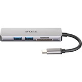 D-Link DUB-M530 base para portátil y replicador de puertos Alámbrico USB 3.2 Gen 1 (3.1 Gen 1) Type-C Aluminio, Negro, Hub USB plateado, Alámbrico, USB 3.2 Gen 1 (3.1 Gen 1) Type-C, Aluminio, Negro, MicroSD (TransFlash), SD, SDHC, SDXC, 5 Gbit/s, 4K Ultra HD