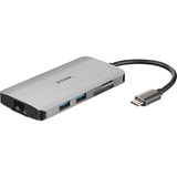 D-Link DUB-M810 base para portátil y replicador de puertos Alámbrico USB 3.2 Gen 1 (3.1 Gen 1) Type-C Plata, Estación de acoplamiento gris, Alámbrico, USB 3.2 Gen 1 (3.1 Gen 1) Type-C, 100 W, IEEE 802.3, IEEE 802.3ab, IEEE 802.3u, IEEE 802.3x, Plata, MicroSD (TransFlash), SD, SDHC, SDXC