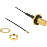 DeLOCK 0.2m, RP-SMA/MHF IV cable coaxial 0,2 m MHF IV / HSC MXHP32 negro, RP-SMA/MHF IV, 0,2 m, RP-SMA, MHF IV / HSC MXHP32