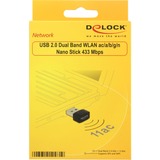 DeLOCK 12461 adaptador y tarjeta de red WLAN 433 Mbit/s, Adaptador Wi-Fi negro, Inalámbrico, USB, WLAN, Wi-Fi 5 (802.11ac), 433 Mbit/s, Negro