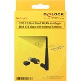 DeLOCK 12462 adaptador y tarjeta de red WLAN 433 Mbit/s, Adaptador Wi-Fi negro, Inalámbrico, USB, WLAN, Wi-Fi 5 (802.11ac), 433 Mbit/s, Negro