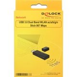 DeLOCK 12463 adaptador y tarjeta de red WLAN 867 Mbit/s, Adaptador Wi-Fi negro, Inalámbrico, USB, WLAN, Wi-Fi 5 (802.11ac), 867 Mbit/s, Negro