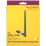 DeLOCK 12535 adaptador y tarjeta de red RF inalámbrico, Antena negro, Inalámbrico, USB, RF inalámbrico, Wi-Fi 5 (802.11ac), Negro
