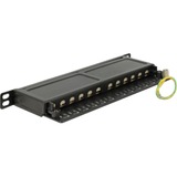 DeLOCK 43312 panel de parcheo 0.5U, Patch Panel negro, RJ-45, Cat6a, Negro, Metal, Montaje en bastidor, 0.5U