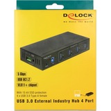 DeLOCK 63309 hub de interfaz USB 3.2 Gen 1 (3.1 Gen 1) Type-B 5000 Mbit/s Negro, Hub USB negro, USB 3.2 Gen 1 (3.1 Gen 1) Type-B, USB 3.2 Gen 1 (3.1 Gen 1) Type-A, 5000 Mbit/s, Negro, Metal, CC