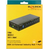 DeLOCK 63311 hub de interfaz USB 3.2 Gen 1 (3.1 Gen 1) Type-B 5000 Mbit/s Negro, Hub USB negro, USB 3.2 Gen 1 (3.1 Gen 1) Type-B, USB 3.2 Gen 1 (3.1 Gen 1) Type-A, 5000 Mbit/s, Negro, Metal, CC