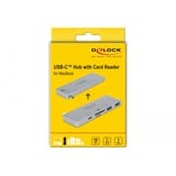 DeLOCK 64078 hub de interfaz USB 3.2 Gen 1 (3.1 Gen 1) Type-C 5000 Mbit/s Gris, Lector de tarjetas plateado, USB 3.2 Gen 1 (3.1 Gen 1) Type-C, USB 3.2 Gen 1 (3.1 Gen 1) Type-A, USB 3.2 Gen 1 (3.1 Gen 1) Type-C, MicroSD (TransFlash), MicroSDHC, MicroSDXC, SD, SDHC, SDXC, 5000 Mbit/s, Gris, Metal