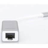 Digitus Adaptador Ethernet Gigabit USB Type-C™ blanco/Plateado, Aluminio, China, RTL8153, 24 mm, 64 mm, 17 mm